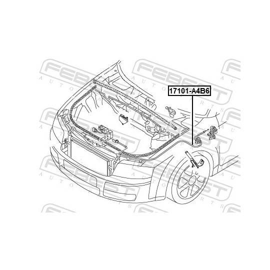 17101-A4B6 - Vajer, motorhuv 