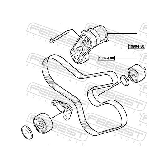 1987-F80 - Tensioner Pulley, v-ribbed belt 