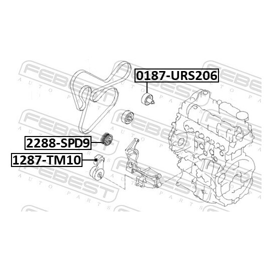 2288-SPD9 - Deflection/Guide Pulley, v-ribbed belt 
