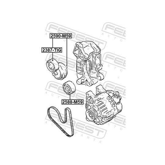 2590-M59 - Hihnankiristin, moniurahihna 