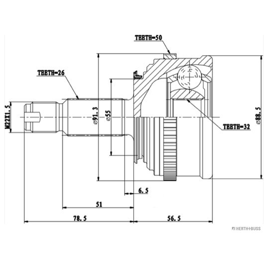 J2824134 - Ledsats, drivaxel 