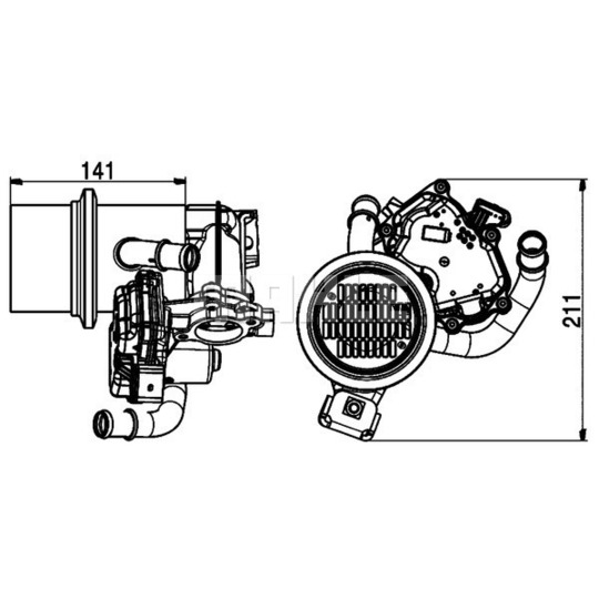 CE 15 000P - Kylare, avgasåterföring 