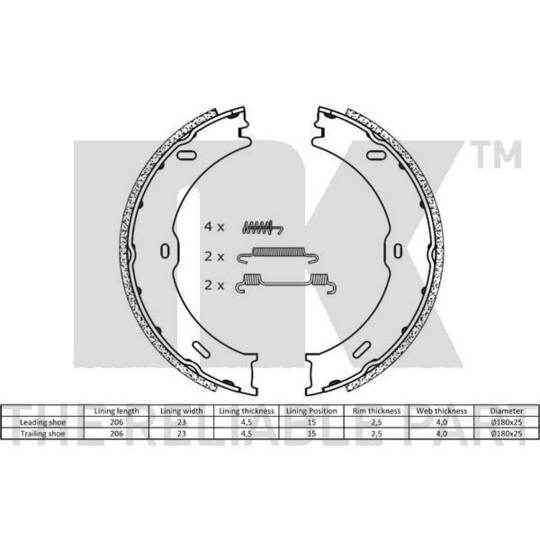 2733782 - Bromsbackar, sats, parkeringsbroms 