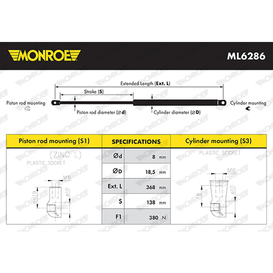 ML6286 - Gas Spring, boot-/cargo area 