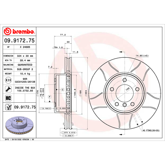 09.9172.75 - Brake Disc 