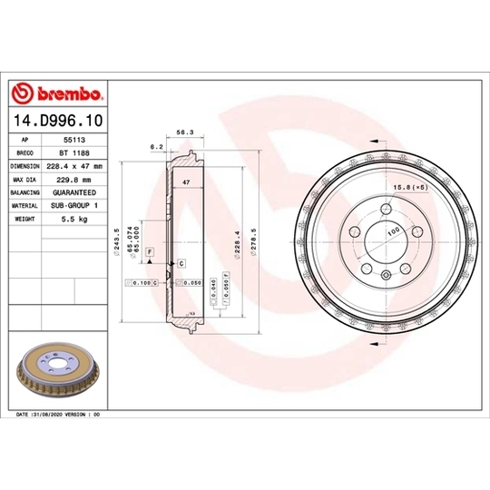 14.D996.10 - Brake Drum 