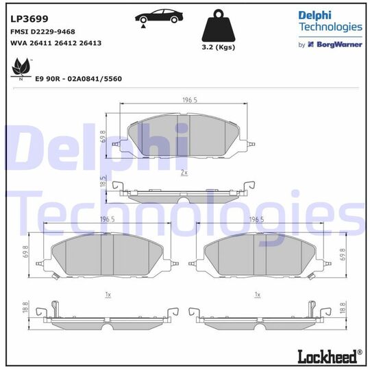 LP3699 - Brake Pad Set, disc brake 