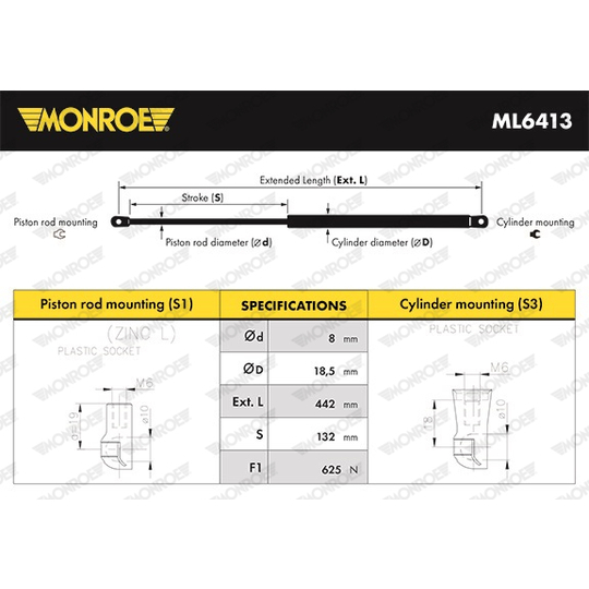 ML6413 - Gas Spring, boot-/cargo area 