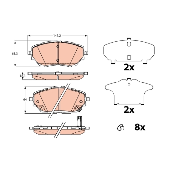 GDB2290 - Brake Pad Set, disc brake 