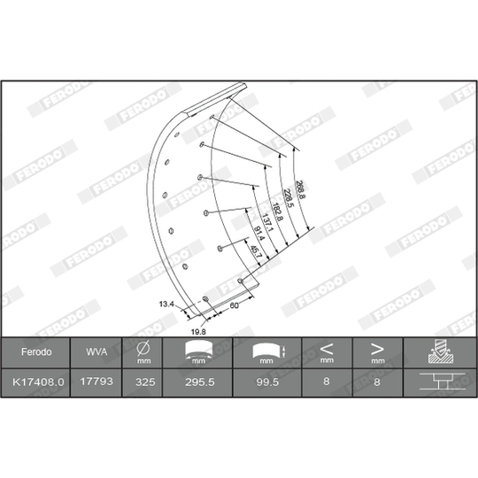 K17408.1-F3653 - Brake Lining Kit, drum brake 