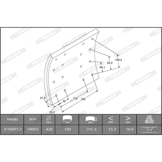 K19063.1-F3658 - Brake Lining Kit, drum brake 