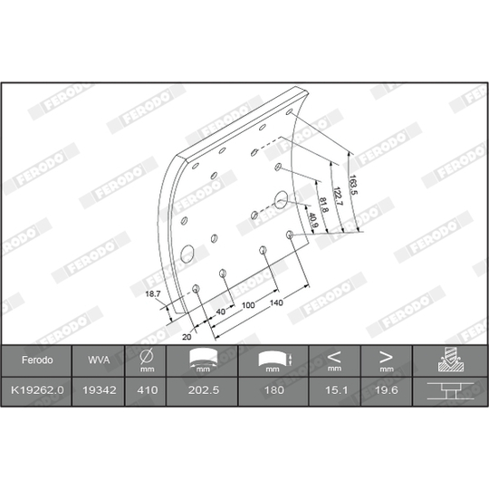 K19262.1-F3653 - Brake Lining Kit, drum brake 