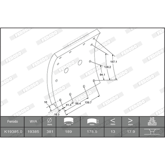 K19385.2-F3658 - Brake Lining Kit, drum brake 