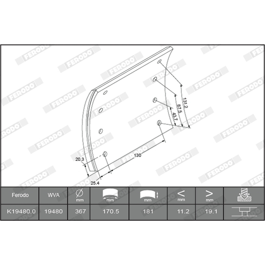 K19480.1-F3658 - Brake Lining Kit, drum brake 