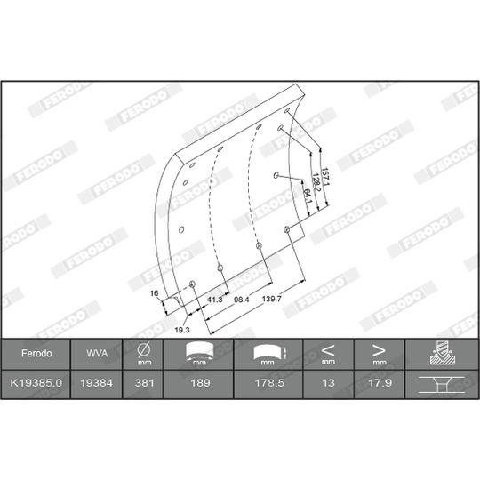 K19385.2-F3658 - Brake Lining Kit, drum brake 