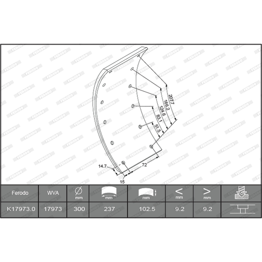 K17973.0-F3658 - Brake Lining Kit, drum brake 