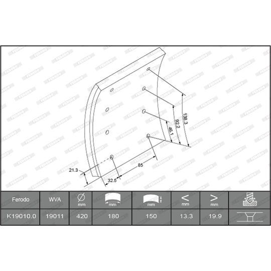 K19010.0-F3658 - Brake Lining Kit, drum brake 