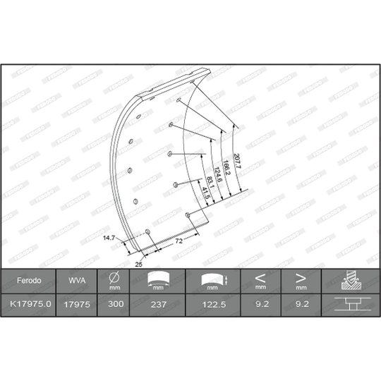 K17975.0-F3549 - Bromsbelägg, sats, trumbroms 