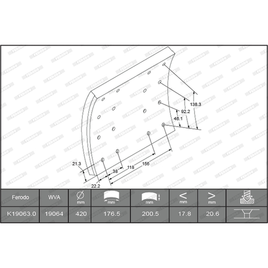 K19063.0-F3658 - Brake Lining Kit, drum brake 