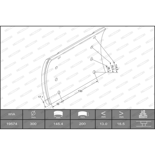 K19574.0-F3658 - Brake Lining Kit, drum brake 