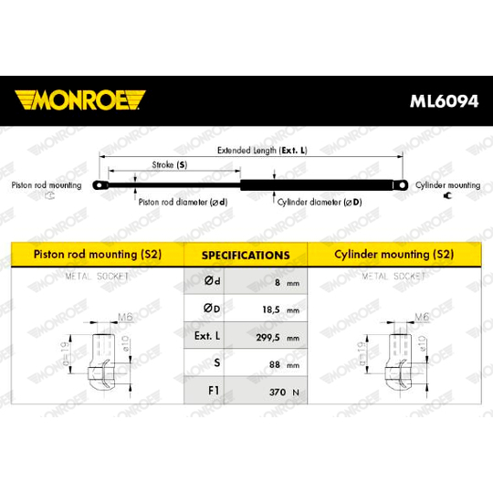 ML6094 - Gas Spring, boot-/cargo area 