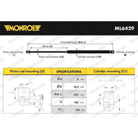 ML6429 - Gas Spring, boot-/cargo area 