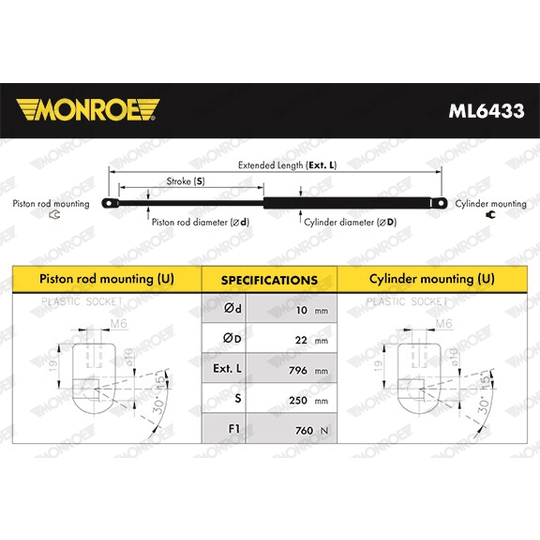 ML6433 - Gas Spring, boot-/cargo area 