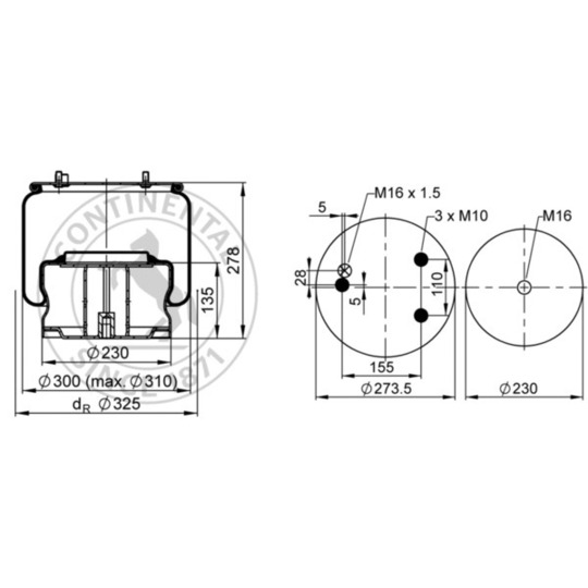 836 M K7 - Pneumatic suspension bellows 