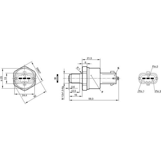 0 281 002 522 - Sensor, fuel pressure 