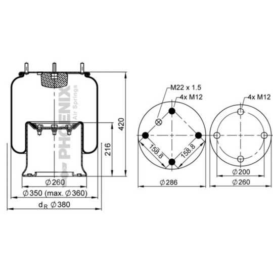 1 D 28 C-12 - Pneumatic suspension bellows 
