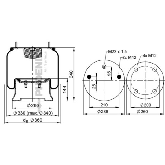 1 D 28 A-12 - Pneumatic suspension bellows 