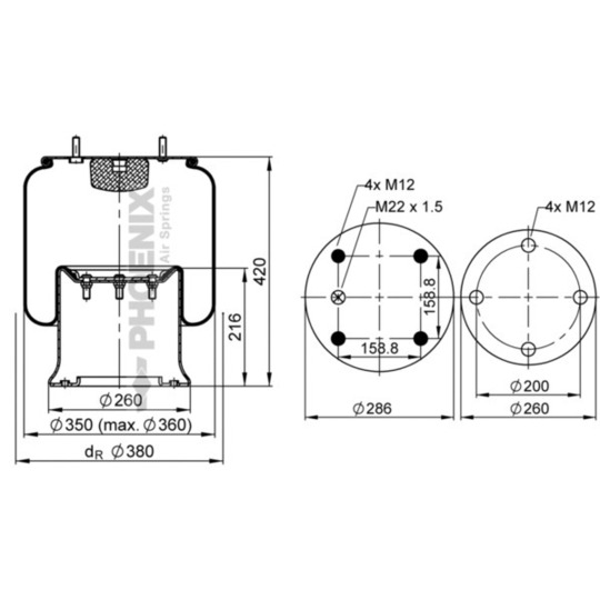 1 D 28 D-2 - Pneumatic suspension bellows 