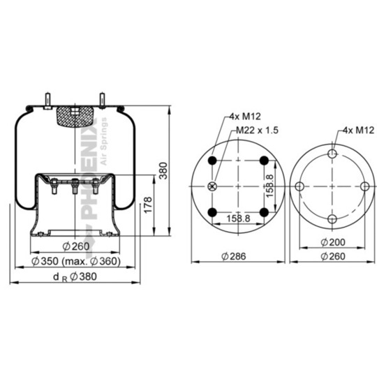 1 D 28 B-12 - Pneumatic suspension bellows 