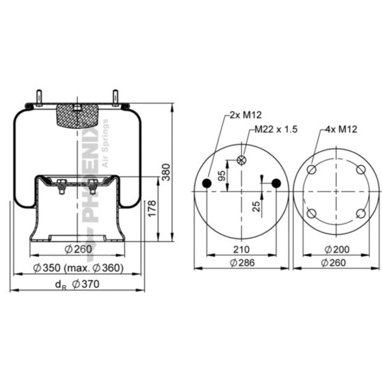 1 D 28 F-1 - Pneumatic suspension bellows 