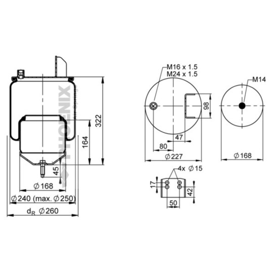 1 DF 17 B-1 - Pneumatic suspension bellows 