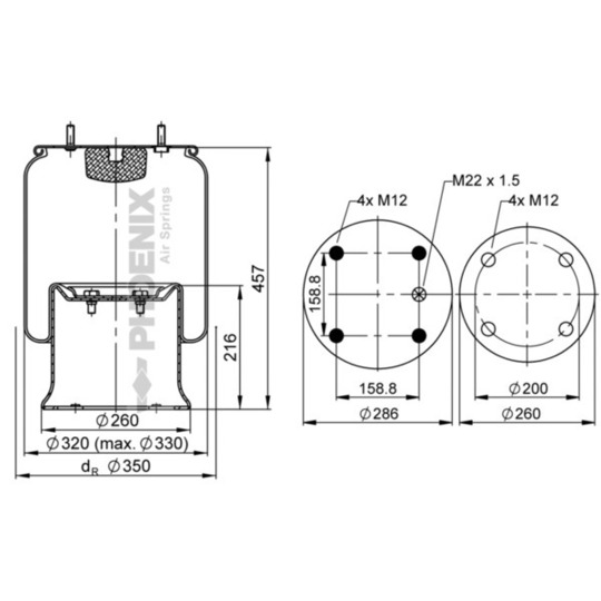 1 D 28 H-13 - Pneumatic suspension bellows 