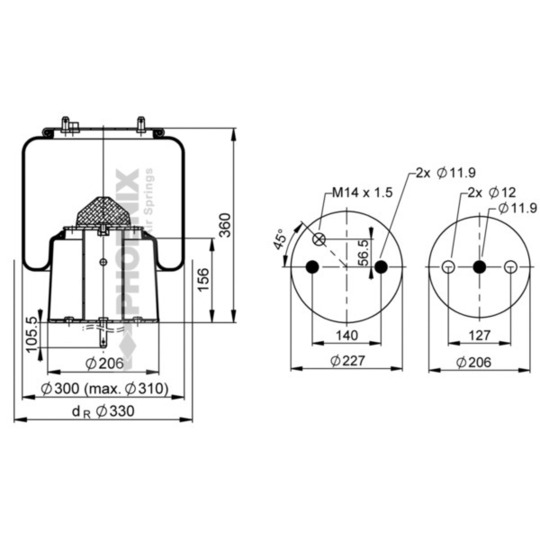 1 DF 20 A-1 - Pneumatic suspension bellows 