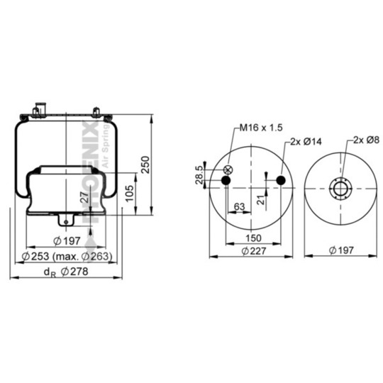 1 DF 17-1 - Pneumatic suspension bellows 