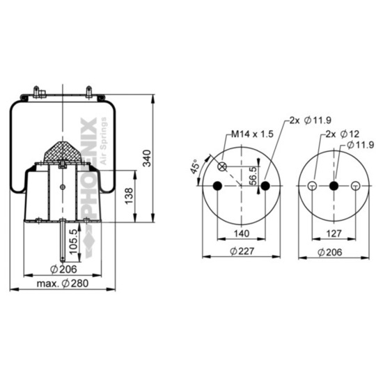 1 DF 20 A-2 - Pneumatic suspension bellows 