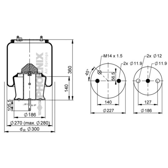 1 DF 20 A-3 - Pneumatic suspension bellows 