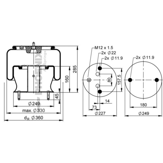 1 DF 23 D-1 - Pneumatic suspension bellows 