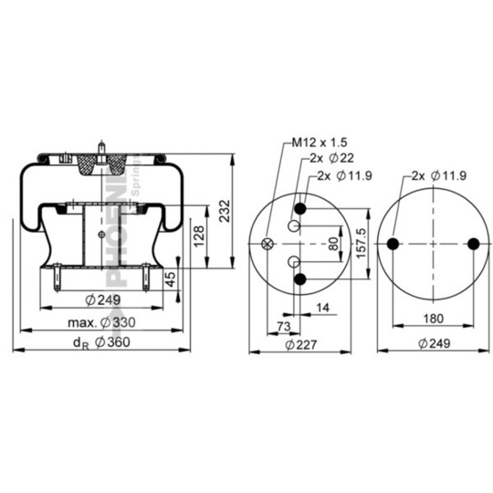 1 DF 23 C-1 - Pneumatic suspension bellows 