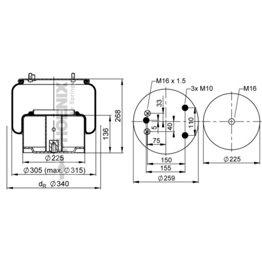 1 DF 25-13 - Pneumatic suspension bellows 