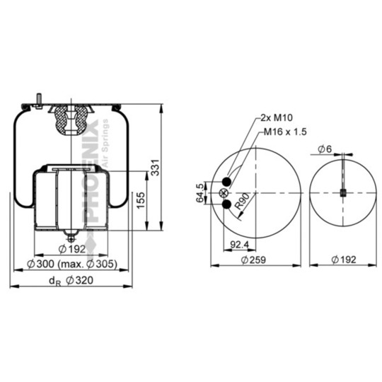 1 DF 22 C-1 - Pneumatic suspension bellows 