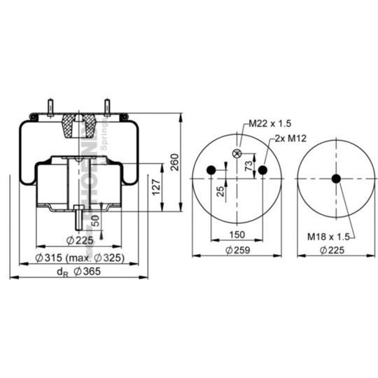 1 DF 25 A-1 - Pneumatic suspension bellows 