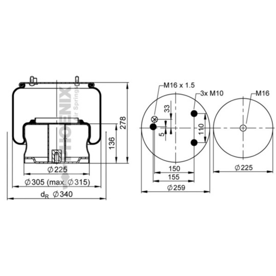 1 DF 25-12 - Pneumatic suspension bellows 