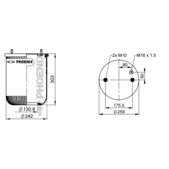 1 DF 25 B-1NP - Pneumatic suspension bellows 