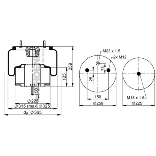 1 DF 25 A-7 - Pneumatic suspension bellows 