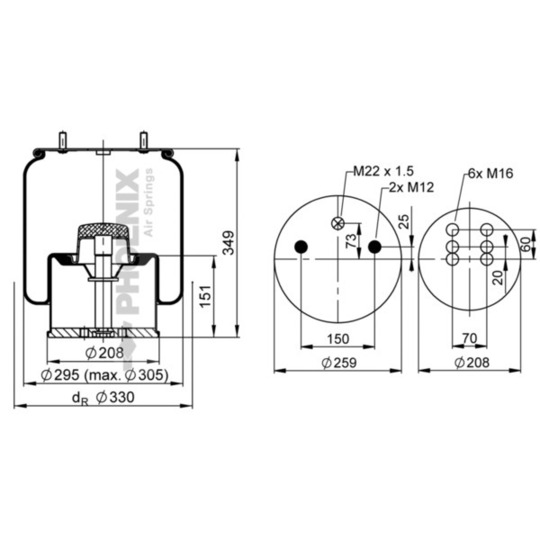 1 DK 21 K-1 - Pneumatic suspension bellows 