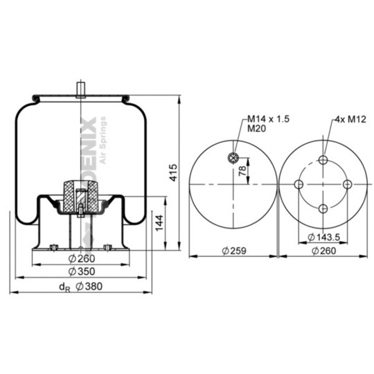 1 DK 25-1 - Pneumatic suspension bellows 